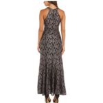 R & M Collec. Womens Size 8 Black Taupe Glitter Lace Keyhole Mermaid Gown Dress Photo 1