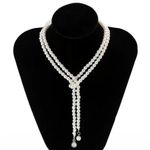 Retro Baroque Style Faux Pearl Tassel Necklace Female Personality Luxury Teardro Photo 1
