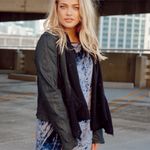 Free People  Denim Drape Front Moto Jacket Women's size 0 Photo 2