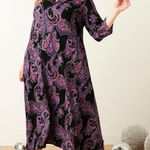 Catherines Anywear by  Keyhole Midi Dress Size 2X Shark Bite Hem‎ Purple Paisley Photo 0