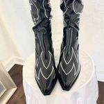 NEW Iconic Slouchy Vampy Black White Faux Leather Over The Knee Cowboy Boots 11 Photo 3
