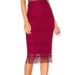 Saylor Margot Midi Dress Lace Fringe Lipstick Red Size XS Photo 0