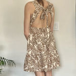 House of Harlow 1960 Linen Open Back Halter Dress Women Small Brown Photo 3