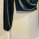 Forever 21 Teal Velvet Plunging Neckline Ruched Crop Top Long Sleeve Small Photo 5