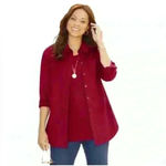 Catherines Cathrines Plus Size 14/16 0X Button Down Shirt Faux Suede Red Holiday Festive Photo 1