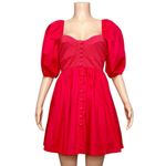 Anthropologie MAEVE x  Puff Sleeved Sweetheart Mini Dress, Red, Small Photo 6