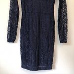 Guess  Floral Mix Lace Dress Solid Navy Blue Long Sleeve Mini Party Bodycon 0 Photo 5