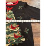 Tiara International Christmas Sweater Black Red Birds Cardinal Medium Holiday Photo 5