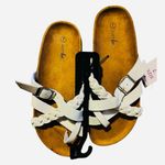 Just Be NWT  Woman’s White Braided Strap Sandals With Buckle Photo 0