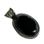 Large Black agate Stone Pendant Photo 7