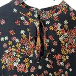 k/lab Floral Mini Dress with Bell Sleeves Small Black Red Fall Boho Retro EUC Photo 2