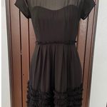 LC Lauren Conrad  black mesh pleated ruffle hem dress  Photo 0