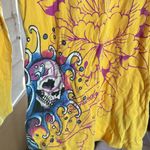Ed Hardy Y2K  by Christian Audigier Long Yellow T Shirt Size Small Photo 4