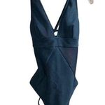 Cupshe  Women's Blue One Piece Swimsuit V-Neck Cross-Back Size S Photo 0
