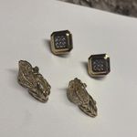 Trifari Lot Of 2 Gold Tone Clip On Costume Earrings Signed 1  1 Avon Photo 3