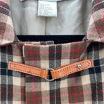 Doncaster  Women's Size 10 Plaid Check Wool Blazer Jacket Brown Leather Buckle Photo 4
