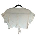 Urban Renewal  Ivory Off White Tie-Front Ruffle Sleeve Cropped Top Size Medium Photo 3