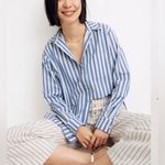 Madewell  Oversized Ex-Boyfriend Shirt Mullins Stripe Poolhouse Stripe Fountain Photo 1