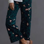 Anthropologie  Maeve Colette Corduroy Green Leopard Print Cropped Wide Leg Pants Photo 0