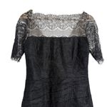 Tracy Reese Black Eyelash Lace Short Sleeve Cocktail Sheath Dress Size 8 Photo 1