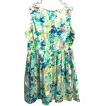Calvin Klein Dress 18W Green Purple Watercolor Art Floral Sleeveless No Belt Photo 6