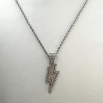 CZ Lightning Pendant Necklace for Men Women Streetwear Punk Hip Hop Unisex Style Silver Photo 1