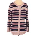 Halogen Nordstrom Stripe Crewneck Cardigan Sweater Photo 2