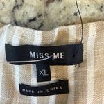 Miss Me  Beige Striped Lace-Up Crop Top Photo 2