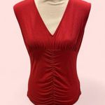 BCBGMAXAZRIA Y2K cranberry BCBG soft stretchy ruched top vneck Photo 0