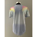 Lucky In Love Shirt Womens M Blue White Stripe Rainbow Tennis Golf Pickleball Size M Photo 4