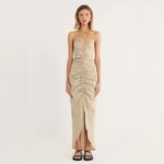 Rumer Estelle Halter Maxi‎ Dress Size M Tan Size M Photo 8