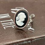 Handmade Black White Cameo Ring Victorian Stainless Steel Adjustable Photo 1