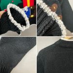 Vintage Christmas Sweater Teddy Bear Quirky Ugly Fun Tree FLAWS Women Medium‎ Black Photo 6