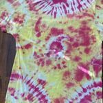Fruit of the Loom  Hand Dyed Pink Yellow Tie Dye Unisex T-Shirt Top Unisex Small Photo 4