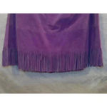 Vtg. Cuir Zebra Purple Suede Leather Fringe Western Skirt Size 12 Photo 12