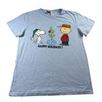 Peanuts Snoopy & Charlie Brown Happy Holidays Sleep Shirt Blue Medium Christmas Photo 0