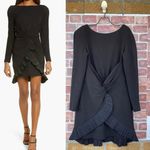 One33 Social Pleated Ruffle Long Sleeve Cocktail Dress size 8 Black Photo 0
