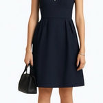 Adam Lippes ADAM by Adam Lippes Denim Dress 10 Made in NYC Deep V Sleeveless Fit Flare Chic Photo 0