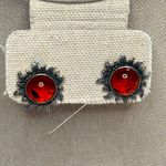 Artisan Vintage Sterling Silver 925 Sunburst Amber Earrings Photo 6