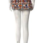Sézane Sezane Bow Front Skirt Mini 70s Ditsies Size 36 US 4 Geometric Brown Orange NWOT Photo 2