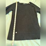 Ralph Lauren LRL Lauren Jeans Co. Medium Black Ribbed Cotton Sweater, Crew Neck. Zip Neckline Photo 4