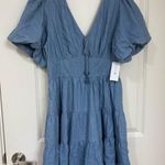 Jessica Simpson NWT  Boho Chambray Puff Sleeve Dress. Prairie Style Ruffle - SM Photo 0