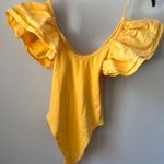 ZARA  Yellow Asymmetrical Puff Sleeve Bodysuit Photo 2