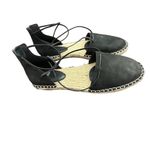 Eileen Fisher  Flat Shoes Lace Leather Espadrille Wrap Sandal Black 8 Size: 81/2 Photo 2