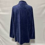 Denim & Co New Velour Notch Neck Long Sleeve Top Navy Blue Size Medium Photo 9