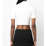 Courreges Logo Embroidered Ribbed Knit Crop Top White Photo 5