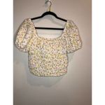 Elodie  Floral Cropped Smocked Ruffles Cottage Top Size Medium Photo 5