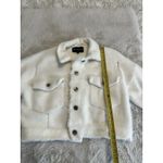 Shaci Blue Womens White Button Up Collared Furry Cropped Jacket Small Photo 11