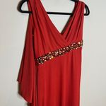 John Paul Ataker rust orange gemstone ruffle strappy gown Size 6 Photo 1
