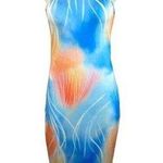 SheIn Multicolor Abstract Print High Neck Open Back Sleeveless Bodycon Dress 6 Photo 0